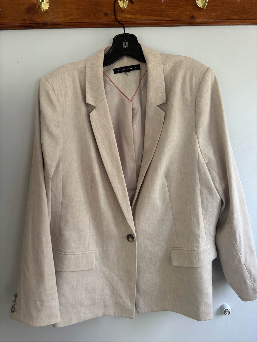 Willow & thread Women's Light Beige Single-Button Blazer